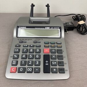 Casio HR-100TM Desktop Printing Calculator Tax Exchange 12 Digits Display Tested